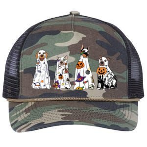 Happy Halloween Cute Ghost Dog Halloween Retro Spooky Season Great Gift Retro Rope Trucker Hat Cap