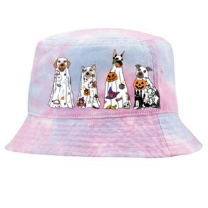 Happy Halloween Cute Ghost Dog Halloween Retro Spooky Season Great Gift Tie-Dyed Bucket Hat