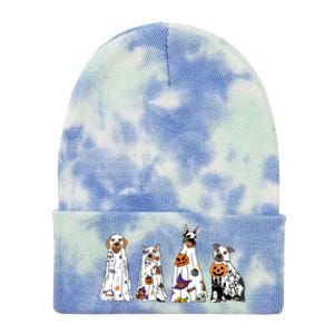 Happy Halloween Cute Ghost Dog Halloween Retro Spooky Season Great Gift Tie Dye 12in Knit Beanie