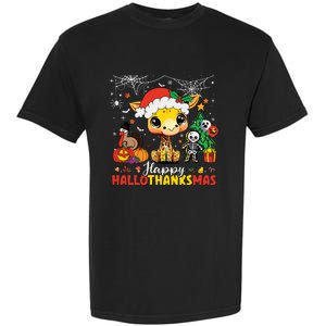 Happy Hallothanksmas Coffee Latte Halloween Thanksgiving Garment-Dyed Heavyweight T-Shirt