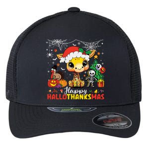 Happy Hallothanksmas Coffee Latte Halloween Thanksgiving Flexfit Unipanel Trucker Cap