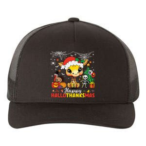 Happy Hallothanksmas Coffee Latte Halloween Thanksgiving Yupoong Adult 5-Panel Trucker Hat