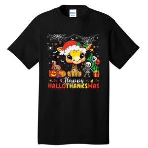 Happy Hallothanksmas Coffee Latte Halloween Thanksgiving Tall T-Shirt