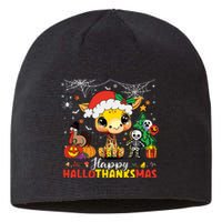 Happy Hallothanksmas Coffee Latte Halloween Thanksgiving Sustainable Beanie