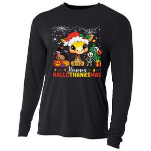 Happy Hallothanksmas Coffee Latte Halloween Thanksgiving Cooling Performance Long Sleeve Crew