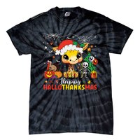 Happy Hallothanksmas Coffee Latte Halloween Thanksgiving Tie-Dye T-Shirt