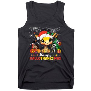 Happy Hallothanksmas Coffee Latte Halloween Thanksgiving Tank Top