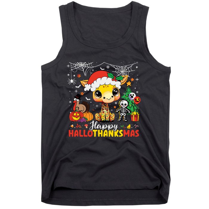 Happy Hallothanksmas Coffee Latte Halloween Thanksgiving Tank Top