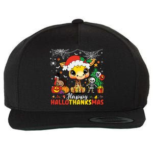 Happy Hallothanksmas Coffee Latte Halloween Thanksgiving Wool Snapback Cap