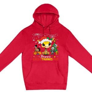 Happy Hallothanksmas Coffee Latte Halloween Thanksgiving Premium Pullover Hoodie