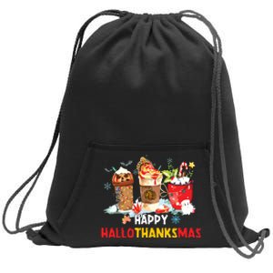 Happy Hallothanksmas Coffee Sweatshirt Cinch Pack Bag