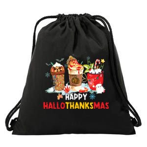 Happy Hallothanksmas Coffee Drawstring Bag