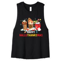 Happy Hallothanksmas Coffee Women's Racerback Cropped Tank