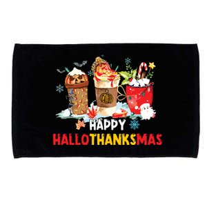 Happy Hallothanksmas Coffee Microfiber Hand Towel