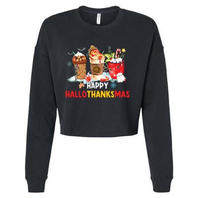 Happy Hallothanksmas Coffee Cropped Pullover Crew