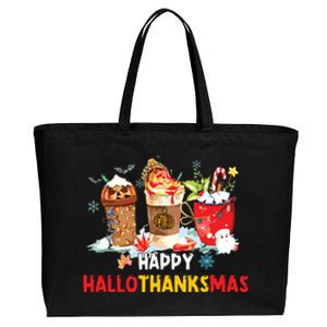 Happy Hallothanksmas Coffee Cotton Canvas Jumbo Tote