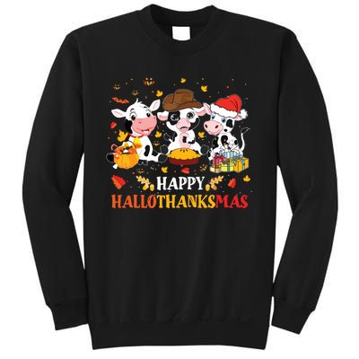 Happy Hallothanksmas Cow Lover Halloween Thanksgiving Sweatshirt