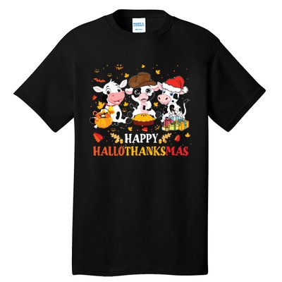 Happy Hallothanksmas Cow Lover Halloween Thanksgiving Tall T-Shirt