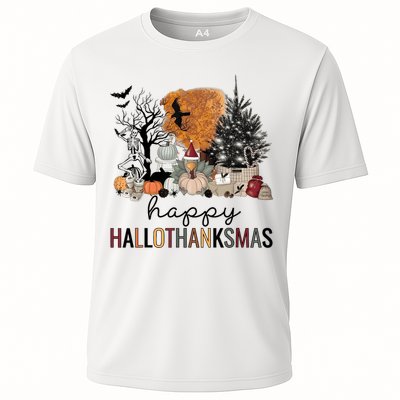 Happy Hallothanksmas Coffee Halloween Thanksgiving Christmas Performance Shirt