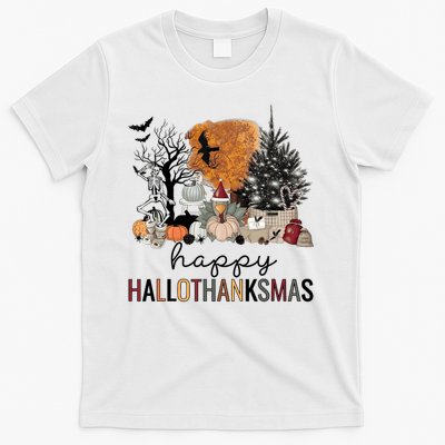 Happy Hallothanksmas Coffee Halloween Thanksgiving Christmas T-Shirt