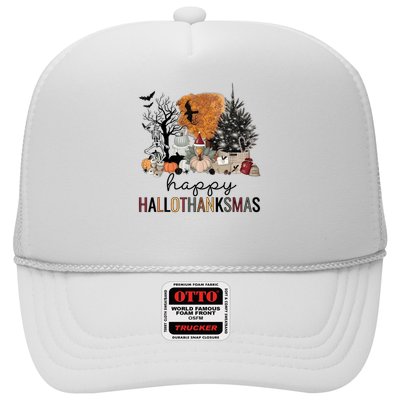 Happy Hallothanksmas Coffee Halloween Thanksgiving Christmas Trucker Hat