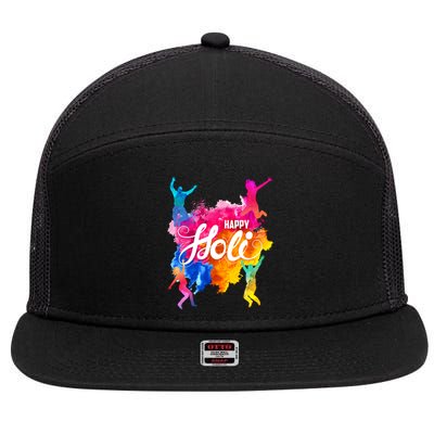 Happy Holi Celebrate South Asian Indian Hindu Festival 7 Panel Mesh Trucker Snapback Hat