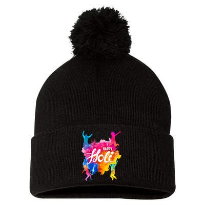 Happy Holi Celebrate South Asian Indian Hindu Festival Pom Pom 12in Knit Beanie