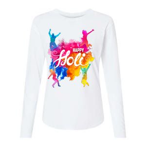 Happy Holi Celebrate South Asian Indian Hindu Festival Womens Cotton Relaxed Long Sleeve T-Shirt