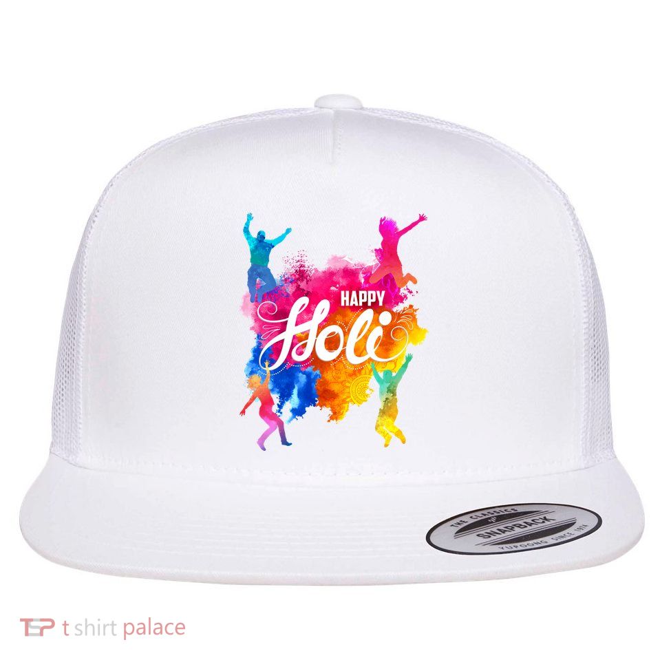 Happy Holi Celebrate South Asian Indian Hindu Festival Flat Bill Trucker Hat