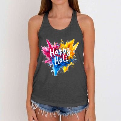 Happy Holi Color India Hindu Gifts Women's Knotted Racerback Tank