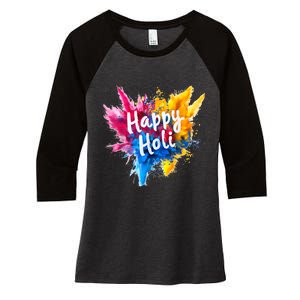 Happy Holi Color India Hindu Gifts Women's Tri-Blend 3/4-Sleeve Raglan Shirt