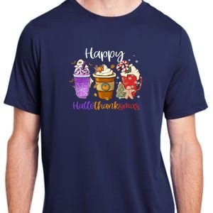 Happy Hallothanksmas Coffee Latte Halloween Thanksgiving Adult ChromaSoft Performance T-Shirt