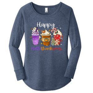 Happy Hallothanksmas Coffee Latte Halloween Thanksgiving Women's Perfect Tri Tunic Long Sleeve Shirt