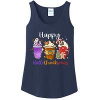 Happy Hallothanksmas Coffee Latte Halloween Thanksgiving Ladies Essential Tank