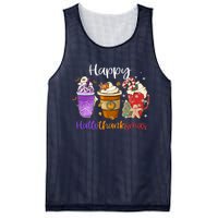 Happy Hallothanksmas Coffee Latte Halloween Thanksgiving Mesh Reversible Basketball Jersey Tank