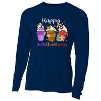 Happy Hallothanksmas Coffee Latte Halloween Thanksgiving Cooling Performance Long Sleeve Crew