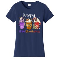 Happy Hallothanksmas Coffee Latte Halloween Thanksgiving Women's T-Shirt