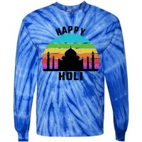 Happy Holi Colorful Colors India Dance Hindu Spring Festival Gift Tie-Dye Long Sleeve Shirt