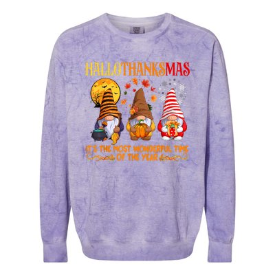 Happy Hallothanksmas Cute Gnomes Fall Halloween Colorblast Crewneck Sweatshirt