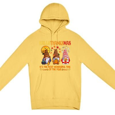 Happy Hallothanksmas Cute Gnomes Fall Halloween Premium Pullover Hoodie