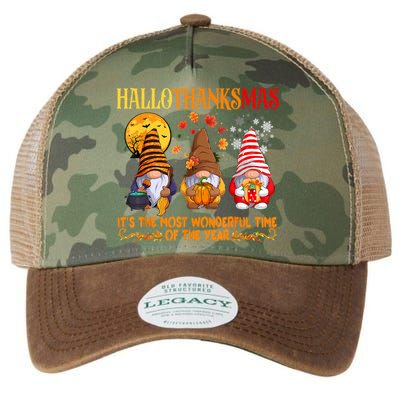 Happy Hallothanksmas Cute Gnomes Fall Halloween Legacy Tie Dye Trucker Hat