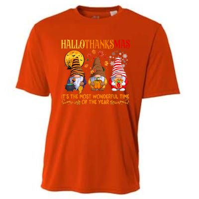 Happy Hallothanksmas Cute Gnomes Fall Halloween Cooling Performance Crew T-Shirt