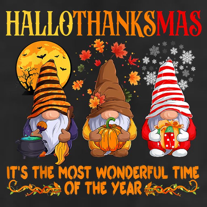 Happy Hallothanksmas Cute Gnomes Fall Halloween 7 Panel Mesh Trucker Snapback Hat
