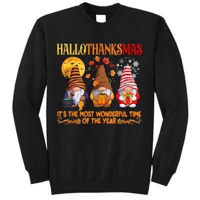 Happy Hallothanksmas Cute Gnomes Fall Halloween Sweatshirt