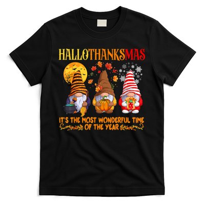 Happy Hallothanksmas Cute Gnomes Fall Halloween T-Shirt