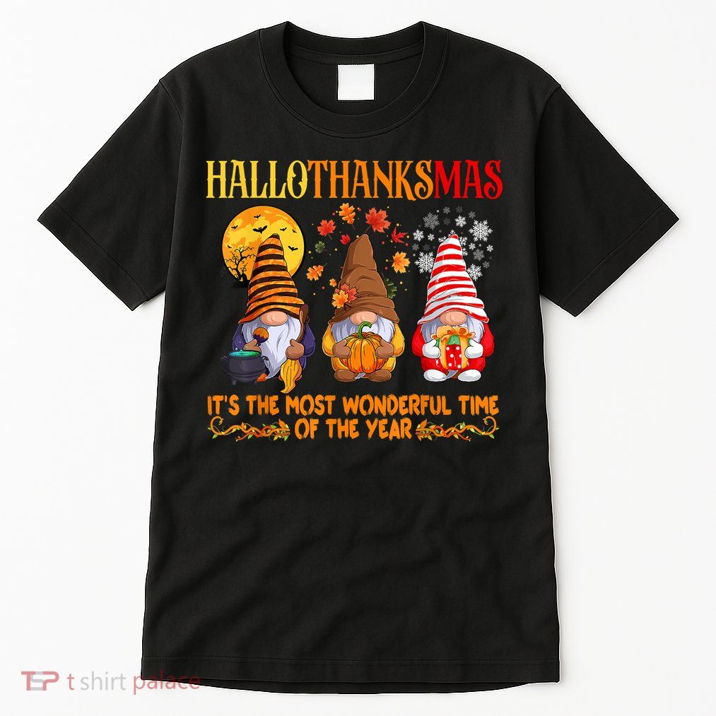 Happy Hallothanksmas Cute Gnomes Fall Halloween Tall T-Shirt