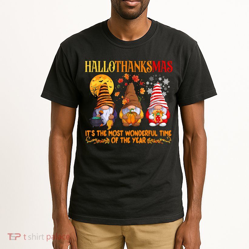 Happy Hallothanksmas Cute Gnomes Fall Halloween Tall T-Shirt