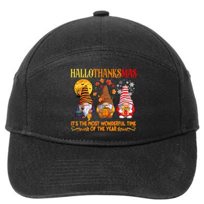 Happy Hallothanksmas Cute Gnomes Fall Halloween 7-Panel Snapback Hat