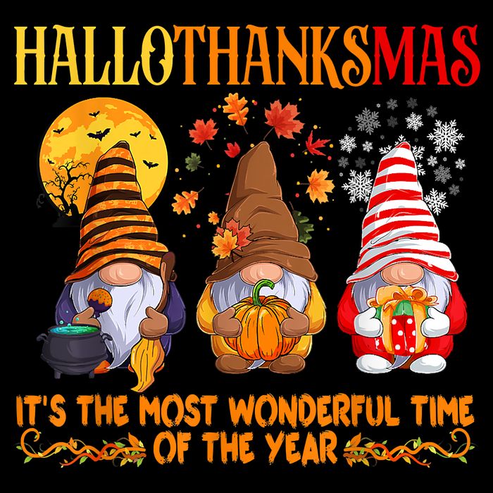 Happy Hallothanksmas Cute Gnomes Fall Halloween Bucket Hat