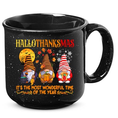 Happy Hallothanksmas Cute Gnomes Fall Halloween 15oz Campfire Ceramic Mug